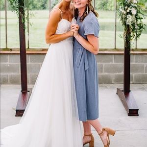 Blue Clad & Cloth midi dress with pockets